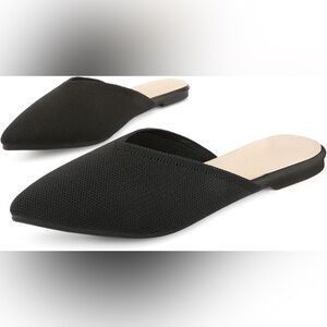 Aumaric Black Minimalist Mules with Pointed Toe EUC Size 8